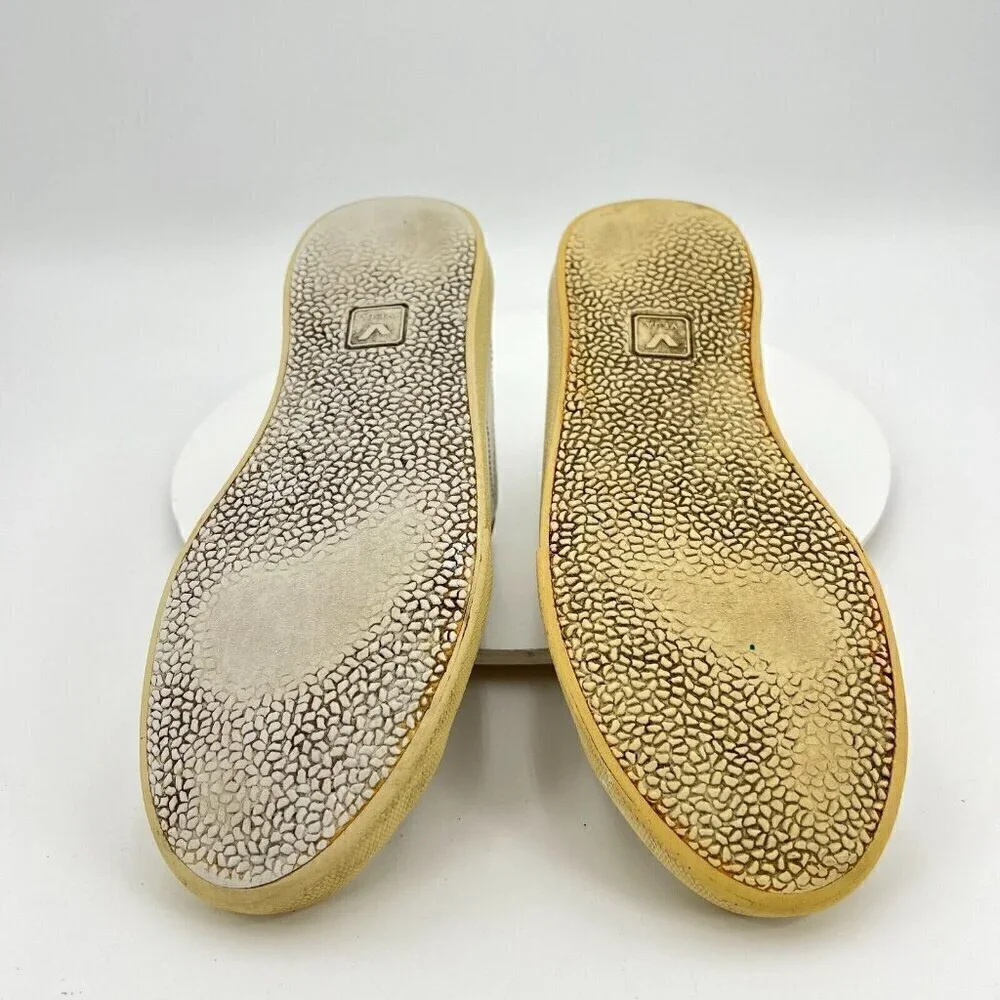 Veja Esplar Women Size 7 Extra White Leather V stitch Logo Lace Up Training Shoe